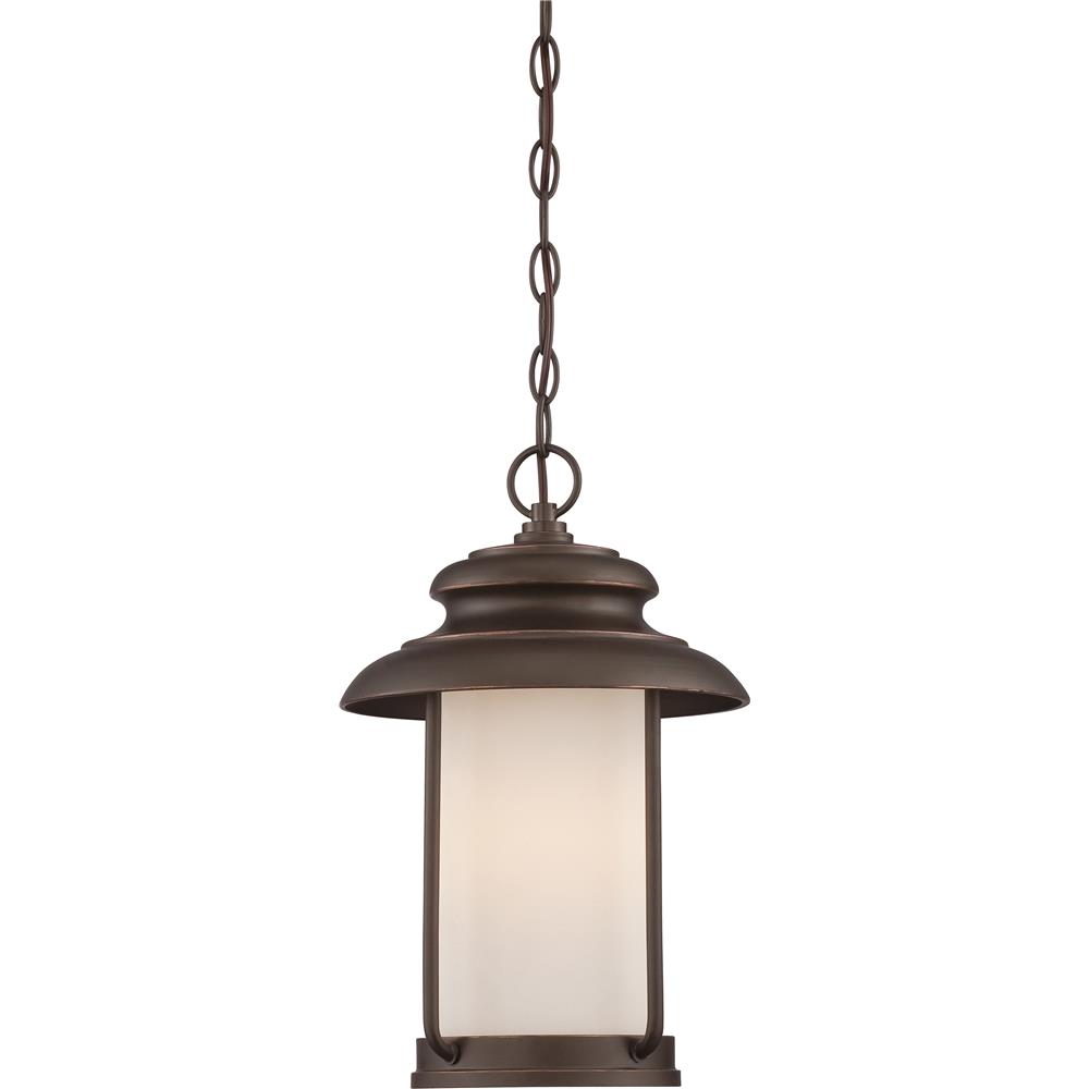 Nuvo Lighting 62/635  Bethany - LED Outdoor Hanging with Satin White Glass in Mahogany Bronze Finish
